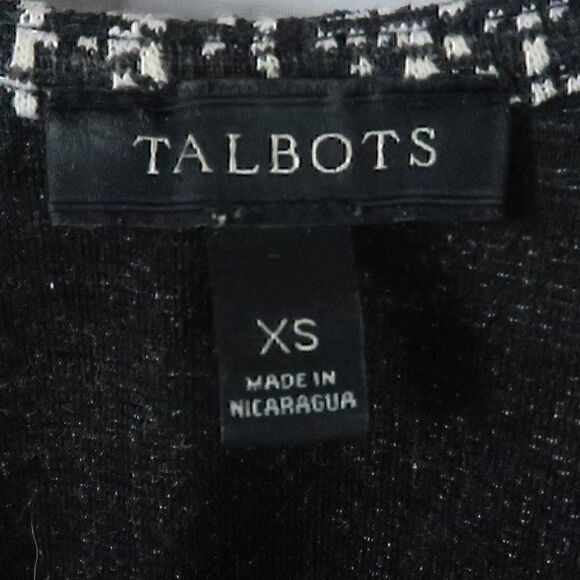 TALBOTS BLACK & WHITE LONG BELL SLEEVE SCOOP BACK NECK STRETCH KNIT TOP SIZE XS - Picture 2 of 8